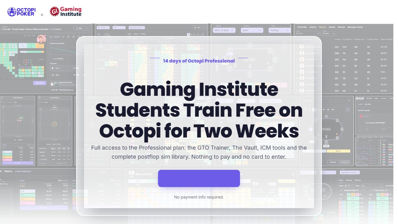 Octopi Poker x Gaming Institute Crosspromo Landing Page